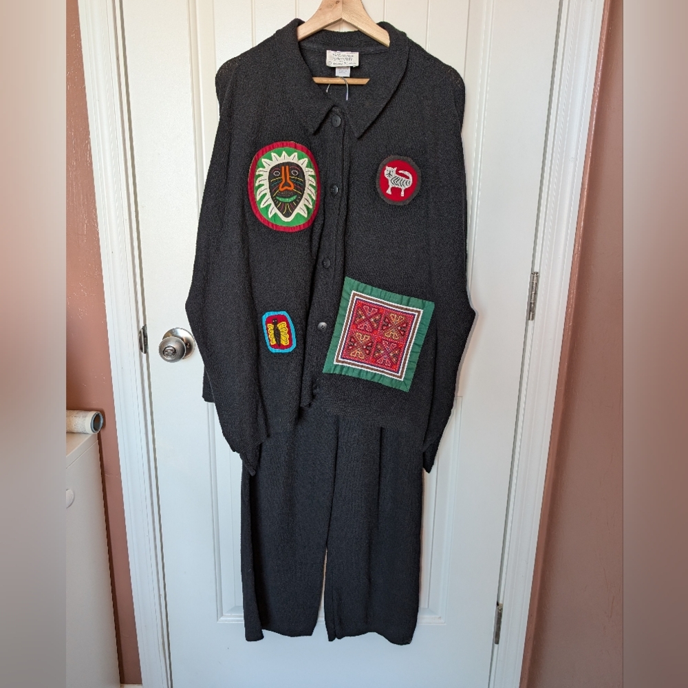 Vintage Stephanie Schuster for Princess Knitwear Lion King Knit PJ Set Black